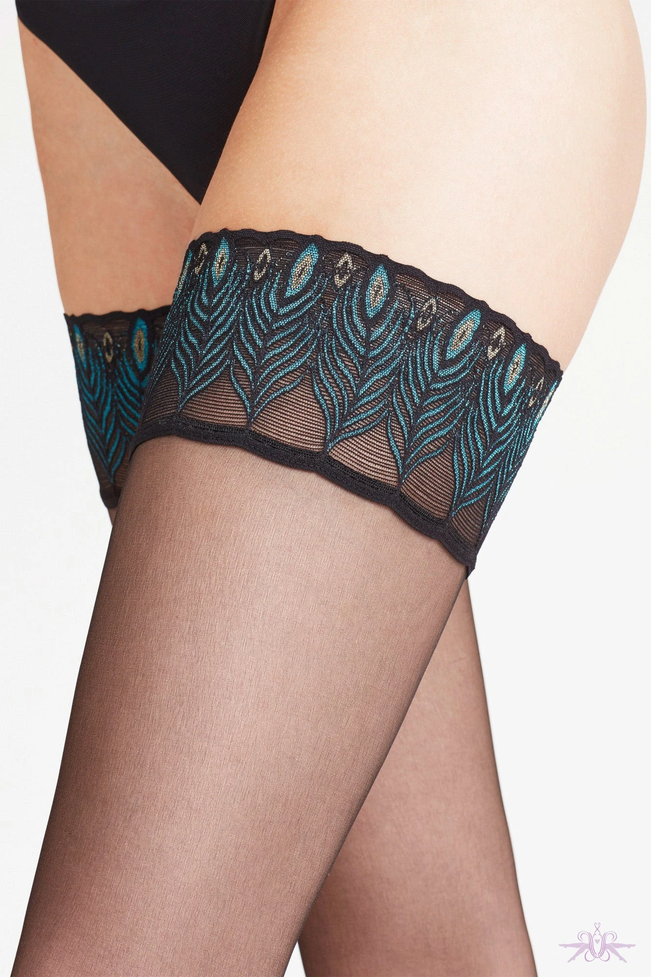 Falke Lunelle 8 Peacock Lace Hold Ups 6 Falke Lunelle 8 Peacock Lace Hold Ups - Image 4