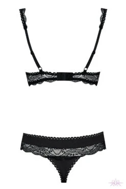 Obsessive Miamor Black Half Bra And Thong -Glamour Lace Shop Mayfair Stockings Obsessive miamor set back packshot