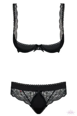 Obsessive Miamor Black Half Bra And Thong -Glamour Lace Shop Mayfair Stockings Obsessive miamor set packshot