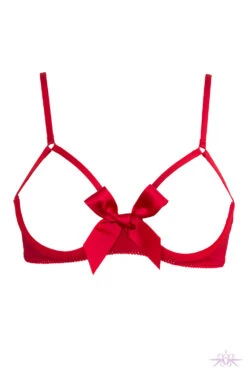 Maison Close Le Petit Secret Red Cupless Bra With Bow -Glamour Lace Shop Mayfair Stockings maison close petit red 609494 ghost web Edit