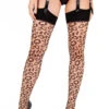 Playful Promises Nude Leopard Knit Stockings -Glamour Lace Shop Mayfair Stockings playful promises PPS100 Leopard stockkings lt nude