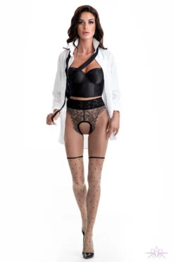 Amour Lolita Crotchless Nude Tights -Glamour Lace Shop Mayfair Stockings00059443 5