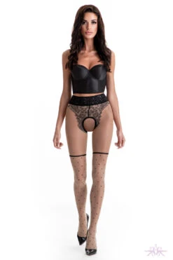 Amour Lolita Crotchless Nude Tights -Glamour Lace Shop Mayfair Stockings00059492 6