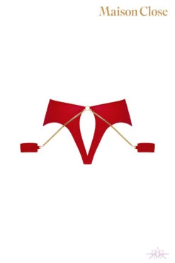 Maison Close Tapage Nocturne Red Openable High Waist Thong With Cuffs 23 Maison Close Tapage Nocturne Red Openable High Waist Thong With Cuffs -Glamour Lace Shop Mayfair Stockings608651 ghost 2 25