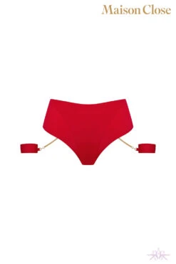 Maison Close Tapage Nocturne Red Openable High Waist Thong With Cuffs 22 Maison Close Tapage Nocturne Red Openable High Waist Thong With Cuffs -Glamour Lace Shop Mayfair Stockings608651 ghost 24