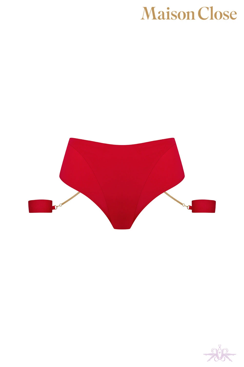 Maison Close Tapage Nocturne Red Openable High Waist Thong With Cuffs 12 Maison Close Tapage Nocturne Red Openable High Waist Thong With Cuffs - Image 10