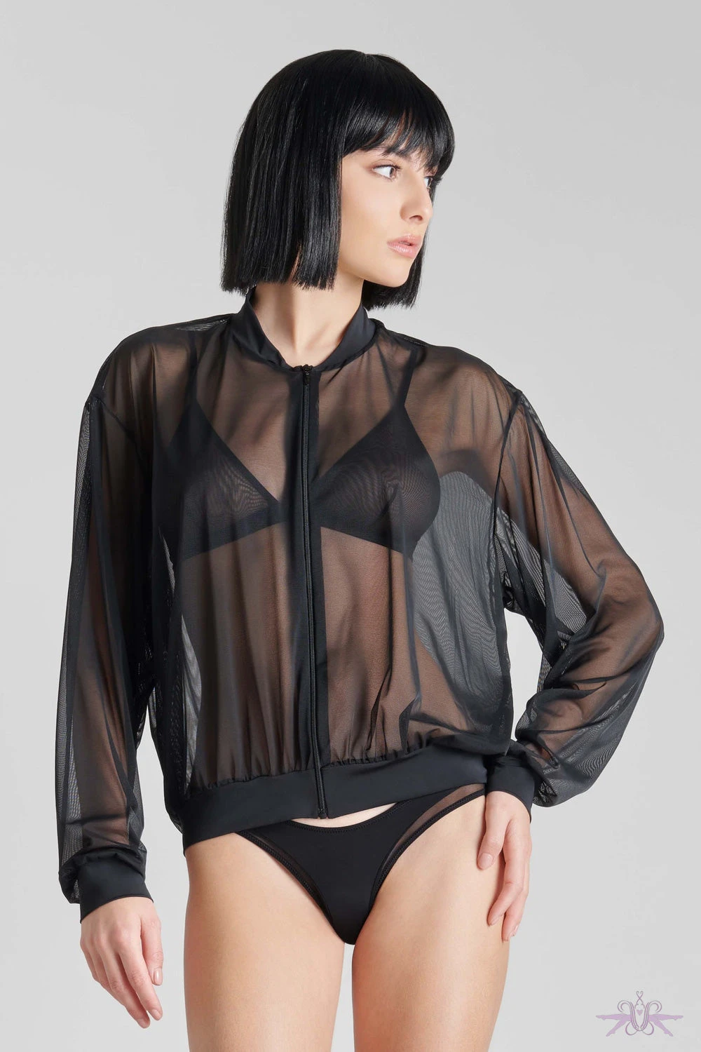 Maison Close Pure Tentation Sheer Black Bomber Jacket 5 Maison Close Pure Tentation Sheer Black Bomber Jacket - Image 3