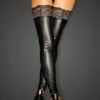 Noir Handmade Power Wetlook Footless Hold Ups -Glamour Lace Shop Mayfair StockingsF135 BACK 14
