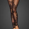 Noir Handmade Fabulous Floral Tulle Footless Hold Ups 2 Noir Handmade Fabulous Floral Tulle Footless Hold Ups -Glamour Lace Shop Mayfair StockingsF243 front BOX grey 2