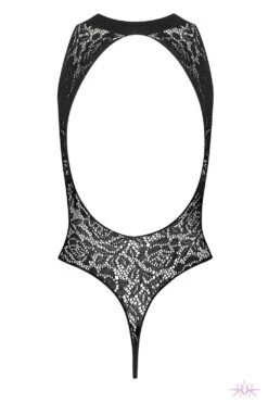 Obsessive Black Criss Cross Open Bodysuit -Glamour Lace Shop Mayfair StockingsObsessive B129 teddy back packshot 1