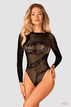 Obsessive Crotchless Long Sleeved Sheer Bodysuit 11 Obsessive Crotchless Long Sleeved Sheer Bodysuit -Glamour Lace Shop Mayfair StockingsObsessive B137 teddy frf 3