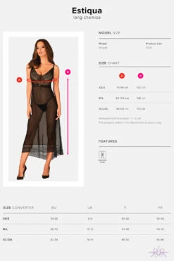 Obsessive Black Estiqua Long Chemise -Glamour Lace Shop Mayfair StockingsObsessive Estiqua long chemise 18