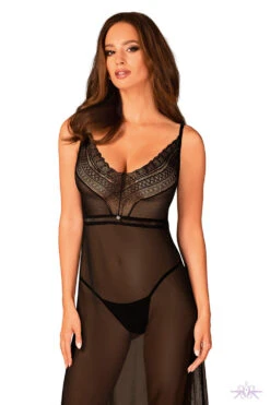 Obsessive Black Estiqua Long Chemise -Glamour Lace Shop Mayfair StockingsObsessive estiqua chemise aaa 8