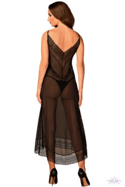 Obsessive Black Estiqua Long Chemise -Glamour Lace Shop Mayfair StockingsObsessive estiqua chemise awb 6