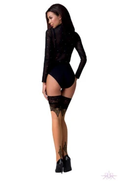 Passion Beige/Gold Seamed Hold Ups 9 Passion Beige/Gold Seamed Hold Ups -Glamour Lace Shop Mayfair StockingsST113beige goldback kopia 10