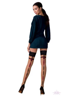 Passion Beige/Black Sheer Seamed Hold Ups -Glamour Lace Shop Mayfair StockingsST114beige neroback kopia 5