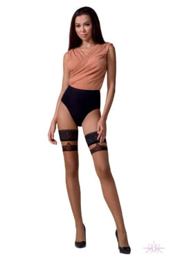 Passion Beige/Claret Seamed Lace Hold Ups -Glamour Lace Shop Mayfair StockingsST116beige bordo kopia 11