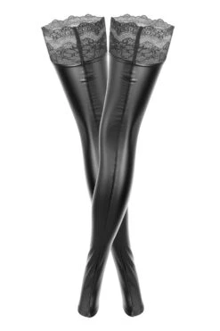 Noir Handmade Power Wetlook Footless Hold Ups 9 Noir Handmade Power Wetlook Footless Hold Ups -Glamour Lace Shop Mayfair Stockingsghost f135 back 6