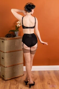 What Katie Did Contrast Champagne/Latte Cuban Heel Seamed Stockings 7 What Katie Did Contrast Champagne/Latte Cuban Heel Seamed Stockings -Glamour Lace Shop cuban.latte .1